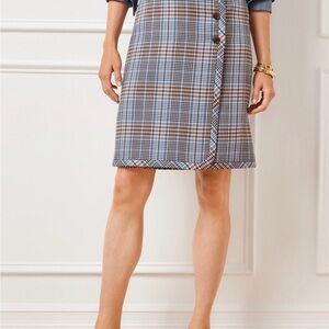 Talbots Blue and Brown Plaid A-Line Skirt